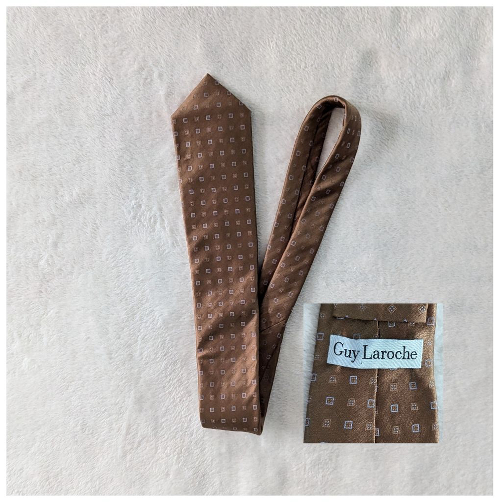 Guy Laroche Brown and Blue Square Tie
